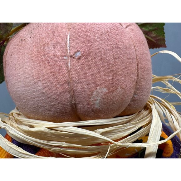Handcrafted Pumpkin Scarecrow Fall Decoration Purple Orange Halloween figurine - Picture 9 of 13